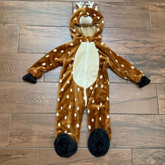 Infant Reindeer Costume Hooded Jumpsuit One Piece Spooktacular Halloween 6-12M - Picture 1 of 9